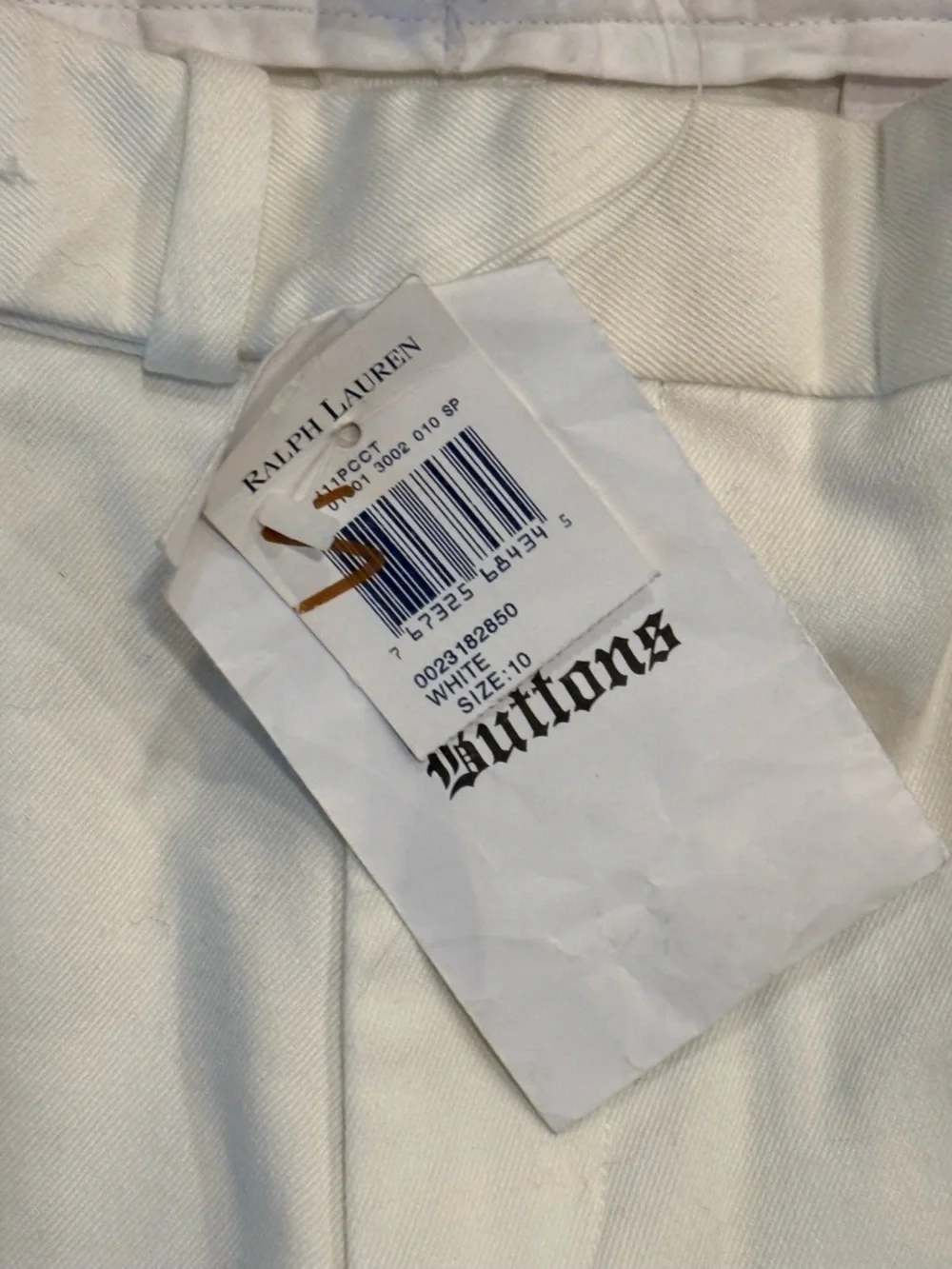 Ralph Lauren Sport Cropped Cuffed Chino Zip Fly Cotton Pants White 10